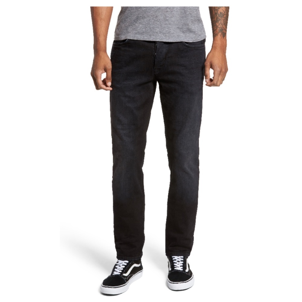 Hudson Men's Sartor Slouchy Black Skinny Denim Jeans Waist Size 33
